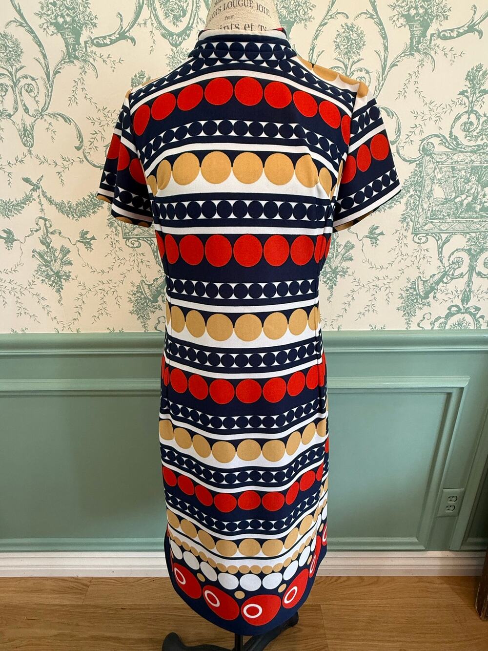 Vintage 60s 70s Lady Carol of New York Mod Polka Dot Shift Dress Studio Costume⁠